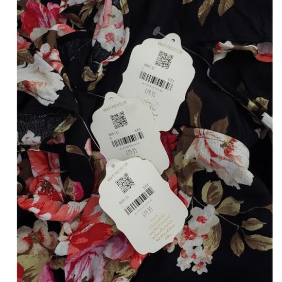 NEW Altar'd State - High/Low Maxi Dress Black with Red & Pink Flowers! - Picture 8 of 11